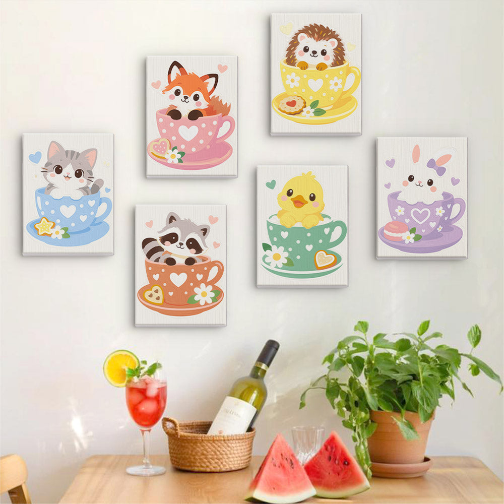 Cute Teacup Animals mini paint by numbers – image 17