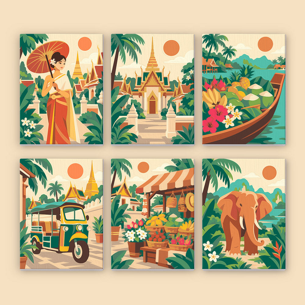 Tuk-Tuks, Temples and Elephants mini paint by numbers – image 8