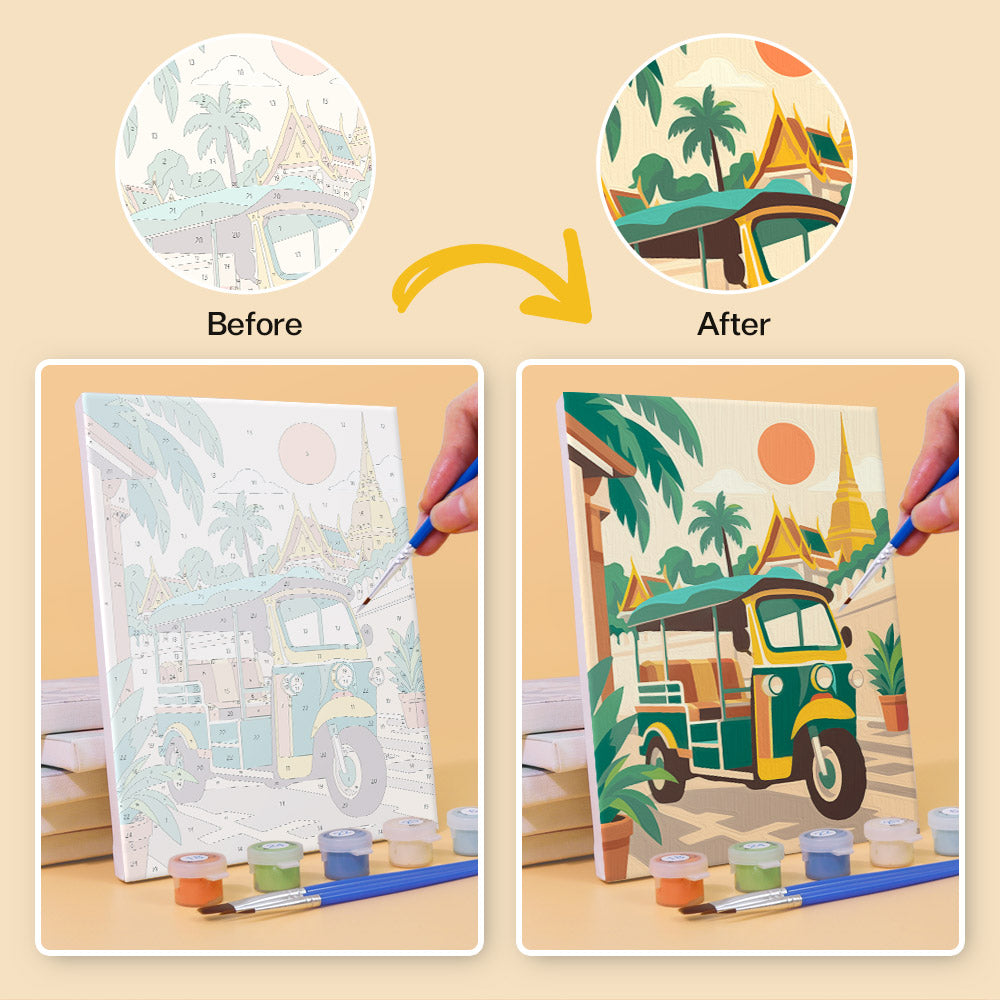 Tuk-Tuks, Temples and Elephants mini paint by numbers – image 10