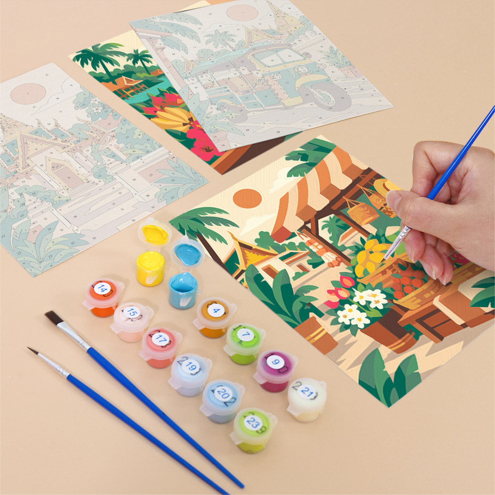Tuk-Tuks, Temples and Elephants mini paint by numbers – image 12