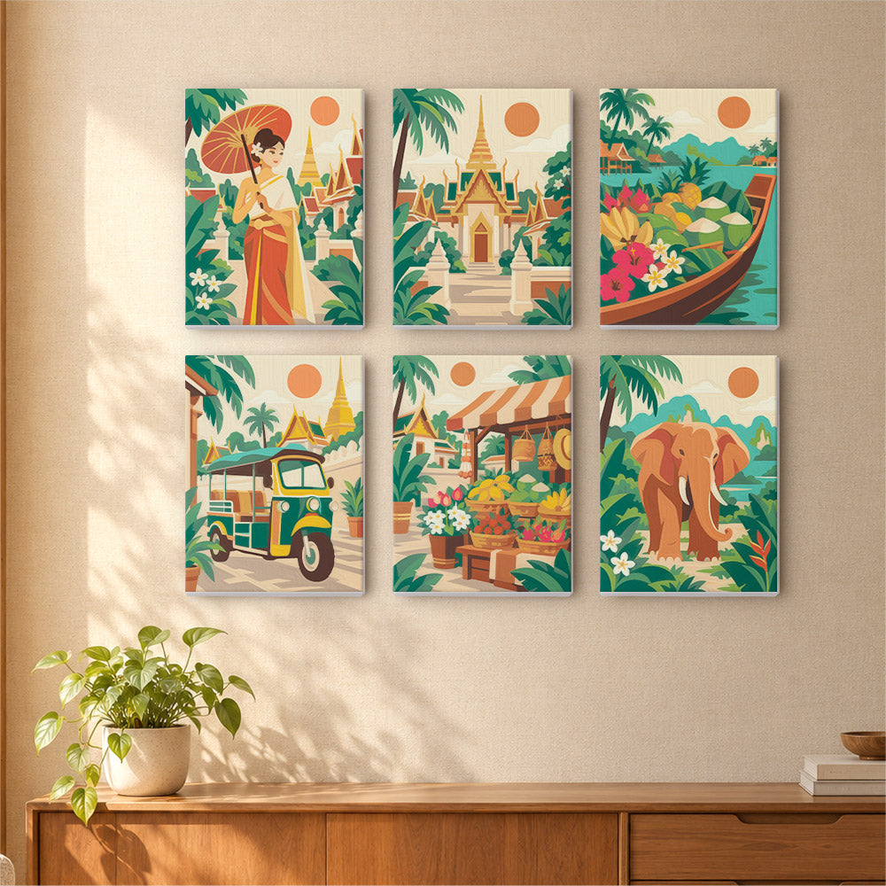 Tuk-Tuks, Temples and Elephants mini paint by numbers – image 16