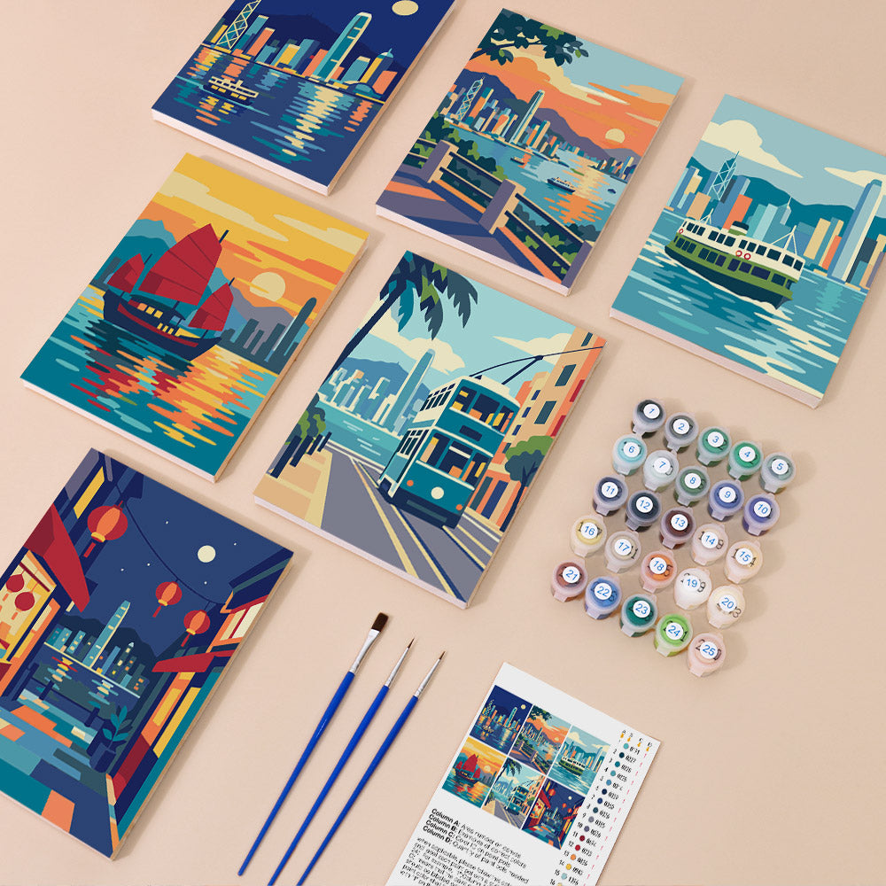 Hong Kong Harbor Scenes mini paint by numbers – image 1