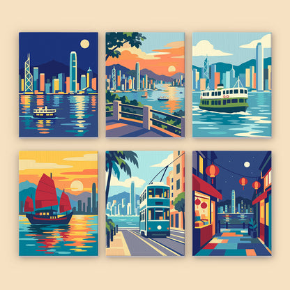 Hong Kong Harbor Scenes mini paint by numbers – image 8