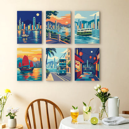 Hong Kong Harbor Scenes mini paint by numbers – image 14