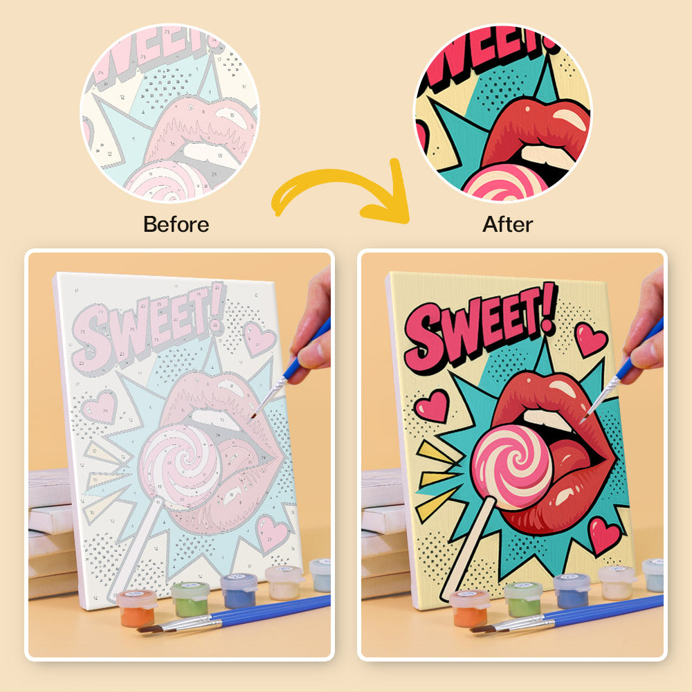 Pop Art Lips and Sweets mini paint by numbers – image 10