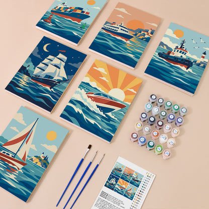 Retro Boats and Ships mini paint by numbers – image 1