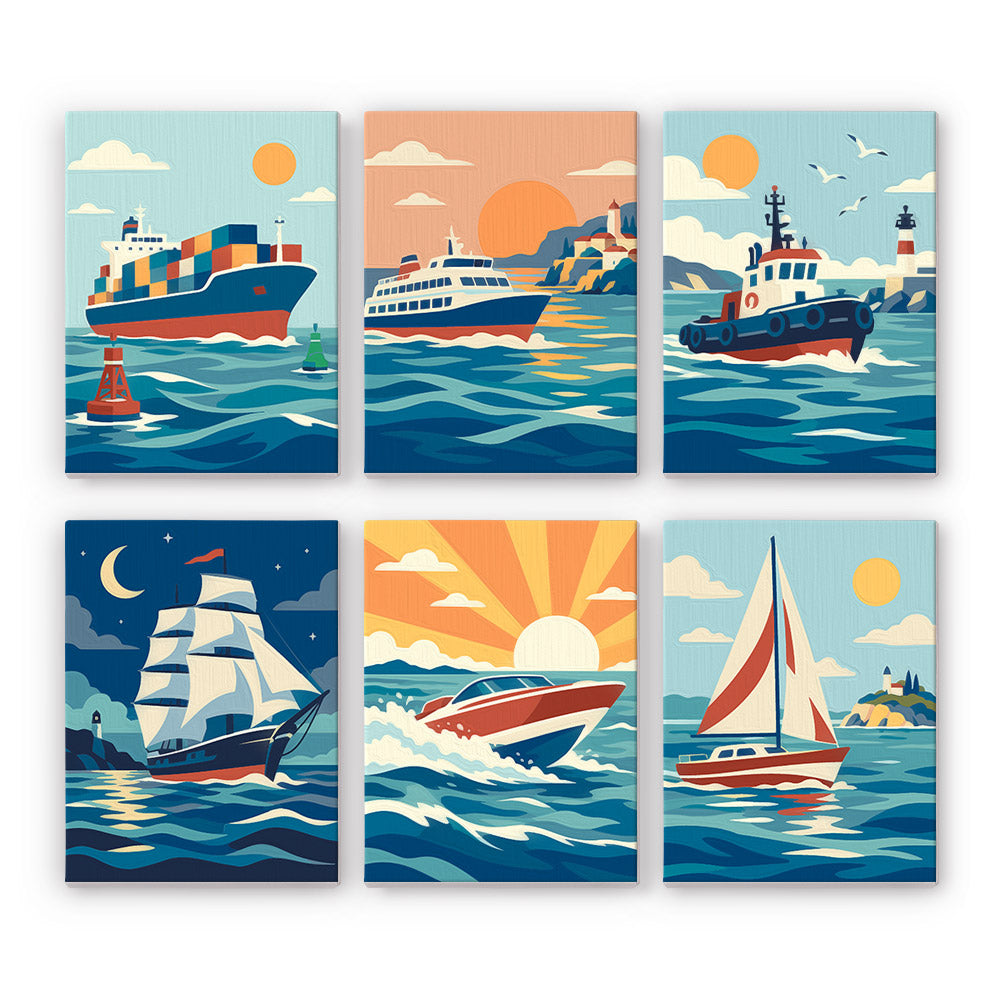 Retro Boats and Ships mini paint by numbers – image 7