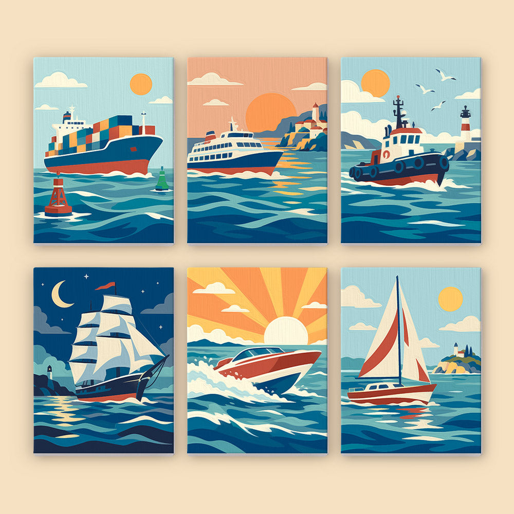 Retro Boats and Ships mini paint by numbers – image 8