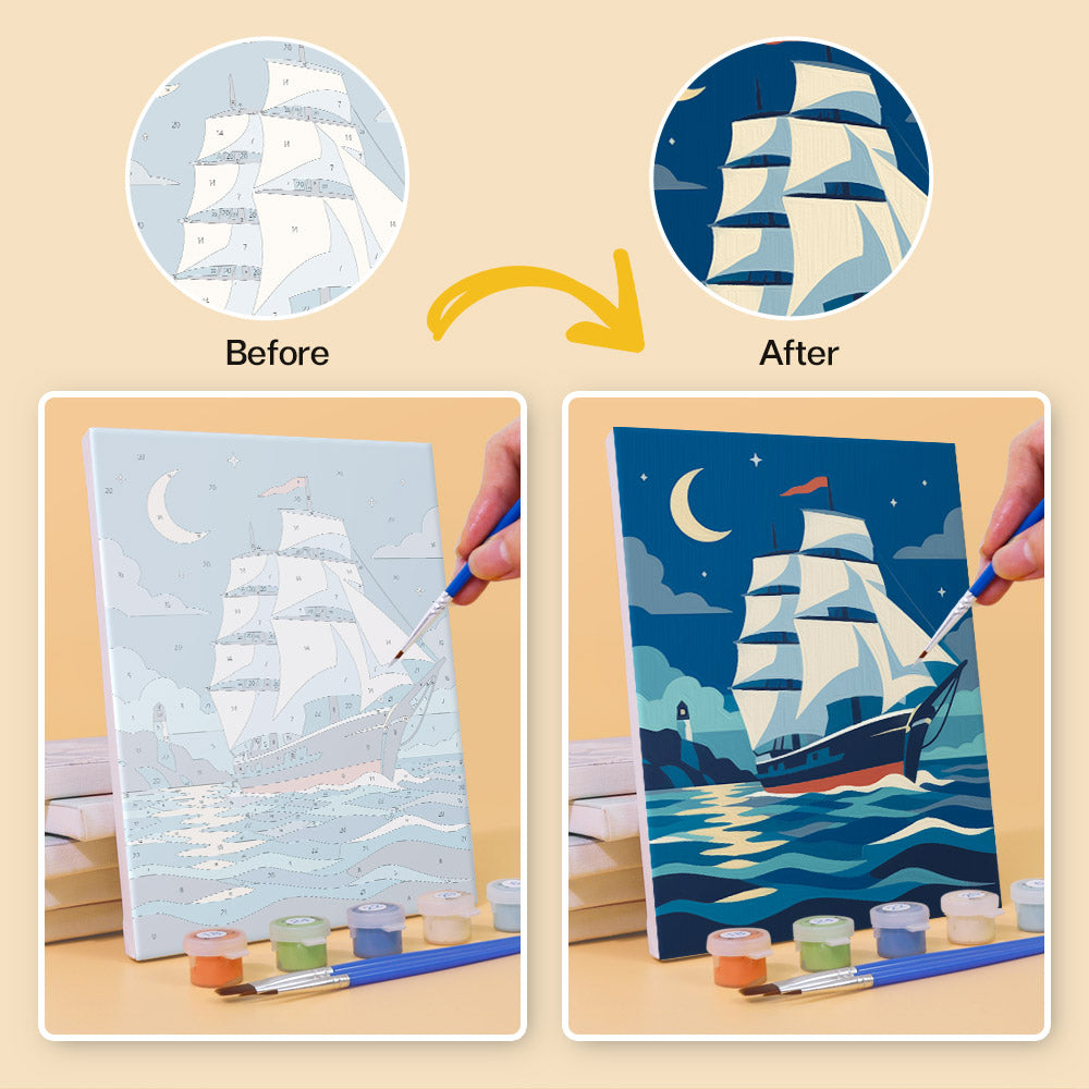 Retro Boats and Ships mini paint by numbers – image 10