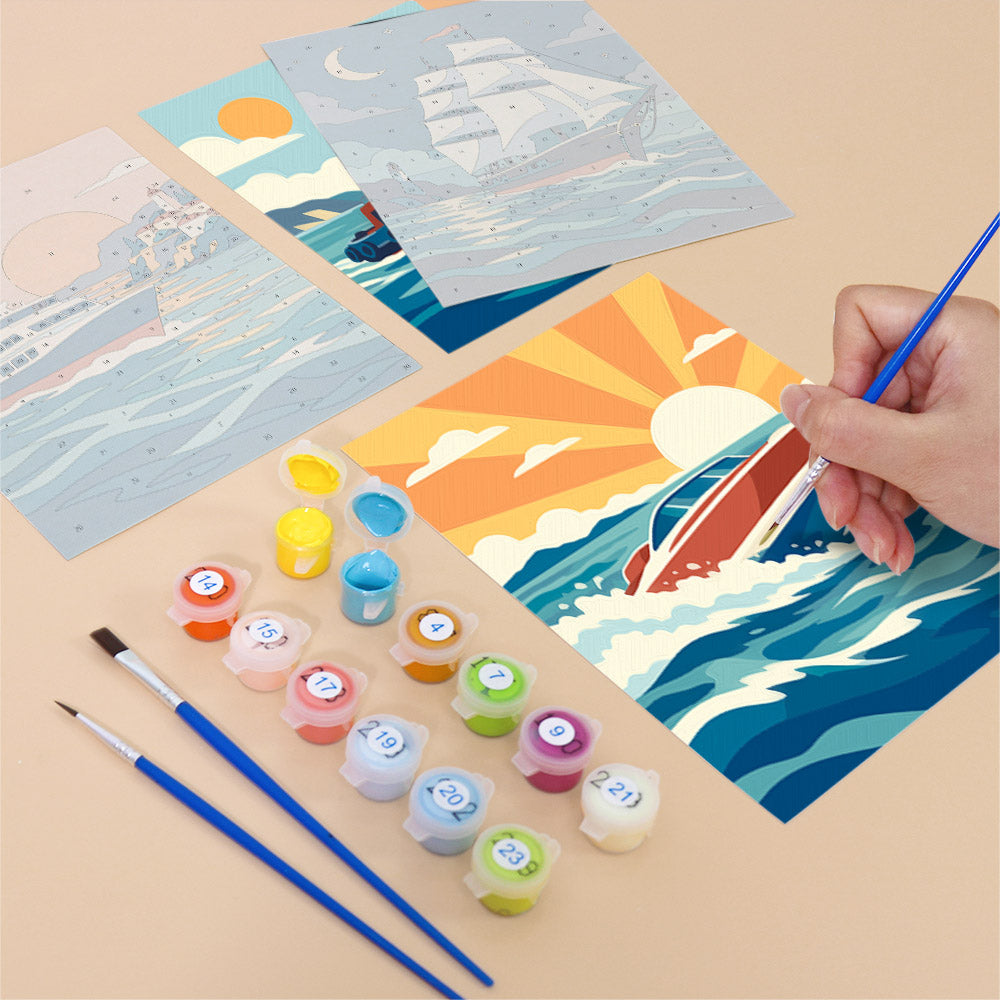 Retro Boats and Ships mini paint by numbers – image 12