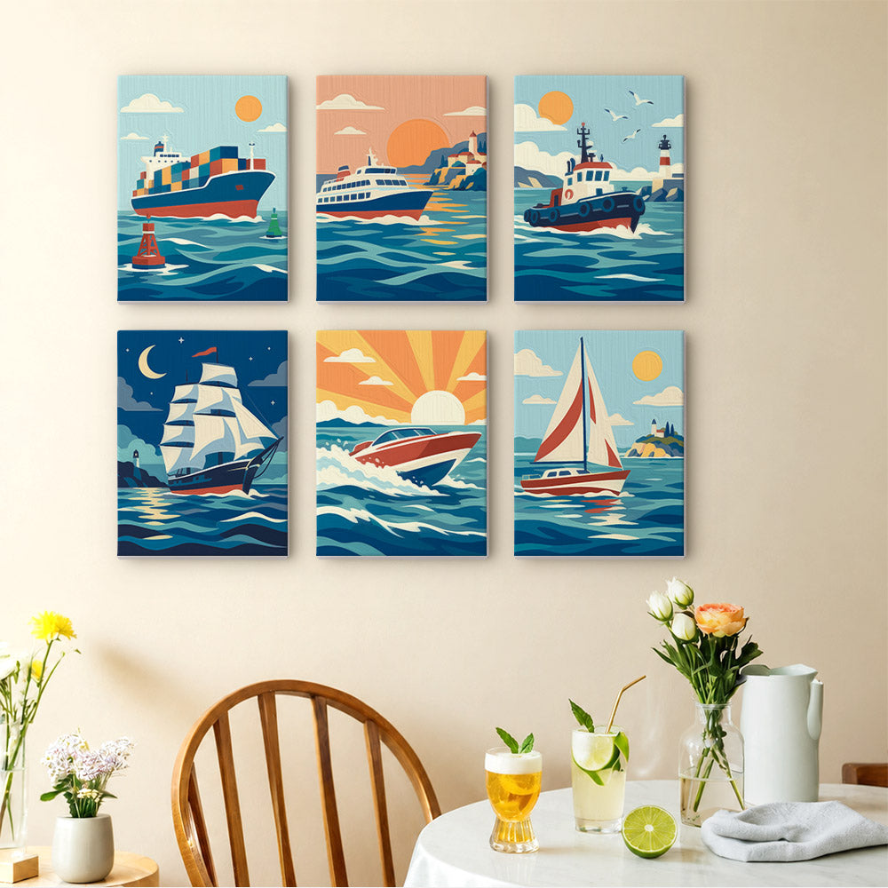 Retro Boats and Ships mini paint by numbers – image 14