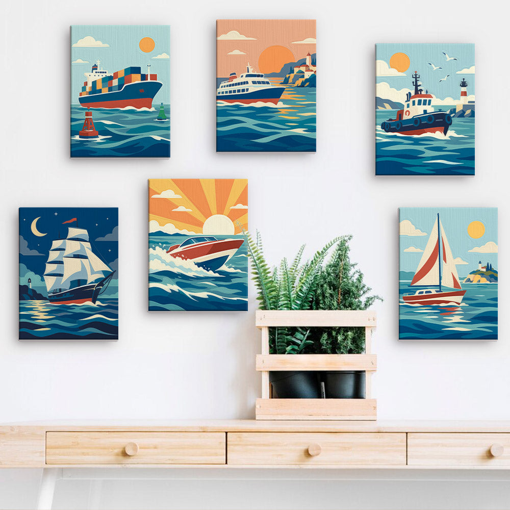 Retro Boats and Ships mini paint by numbers – image 15