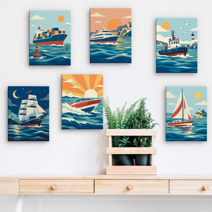 Retro Boats and Ships mini paint by numbers – image 15