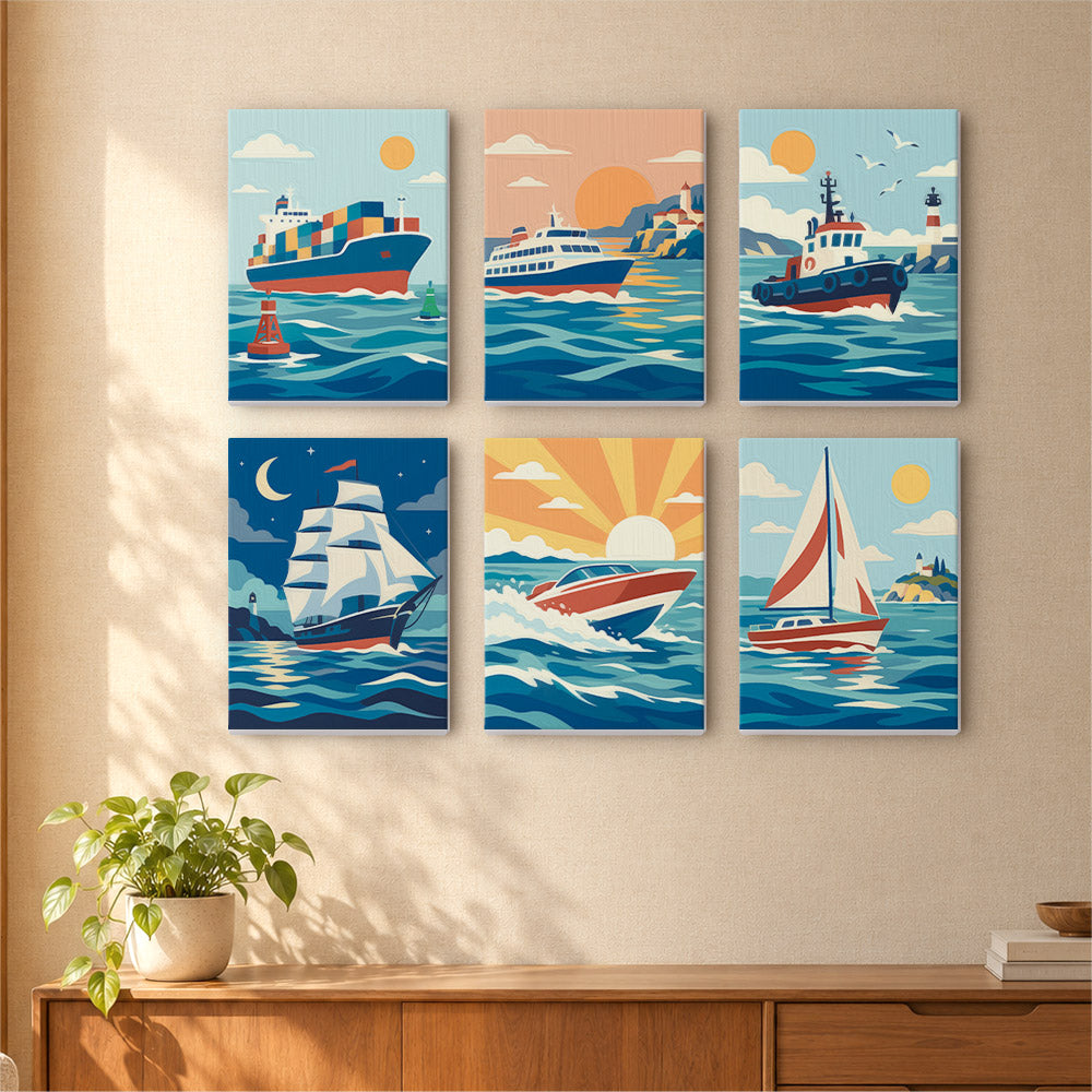 Retro Boats and Ships mini paint by numbers – image 16