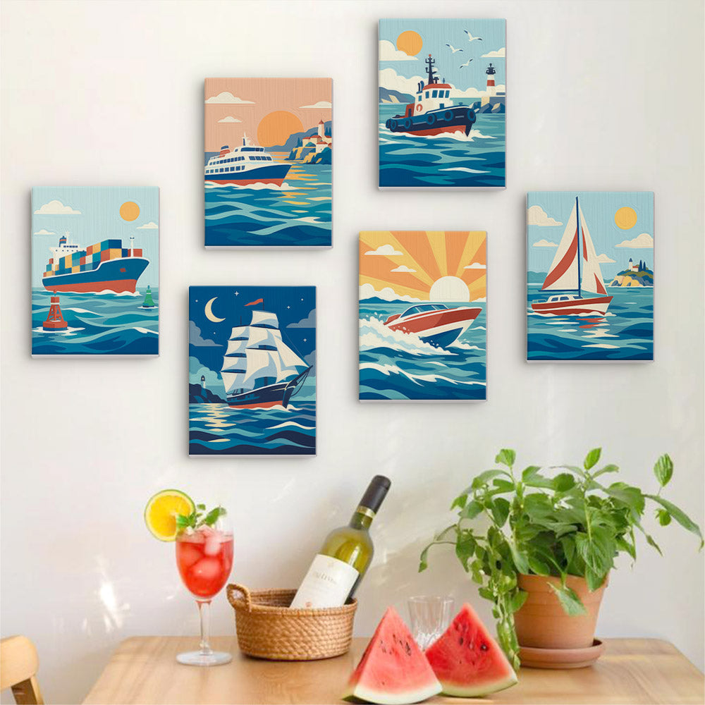 Retro Boats and Ships mini paint by numbers – image 17