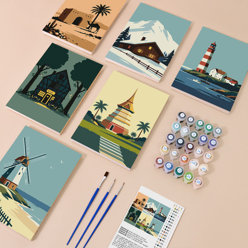 Graphic World Landmarks mini paint by numbers – image 1