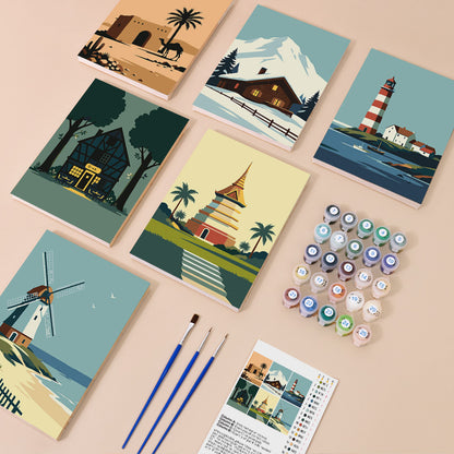 Graphic World Landmarks mini paint by numbers – image 1