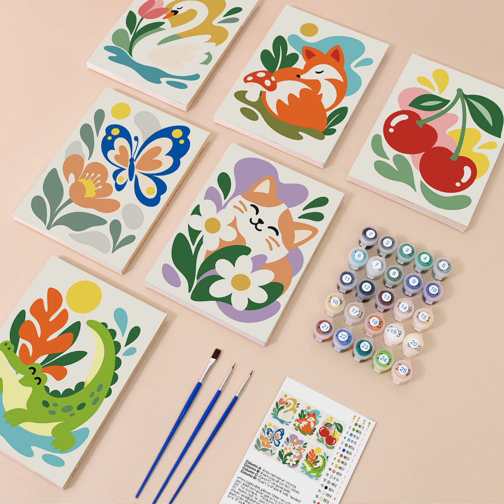 Swan, Fox and Cheeky Crocodile mini paint by numbers – image 1