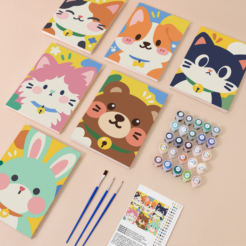 Bright Cute Pet Faces mini paint by numbers – image 1
