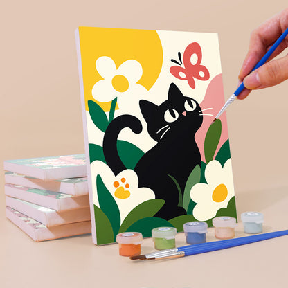 Black Cats in Bloom mini paint by numbers – image 3