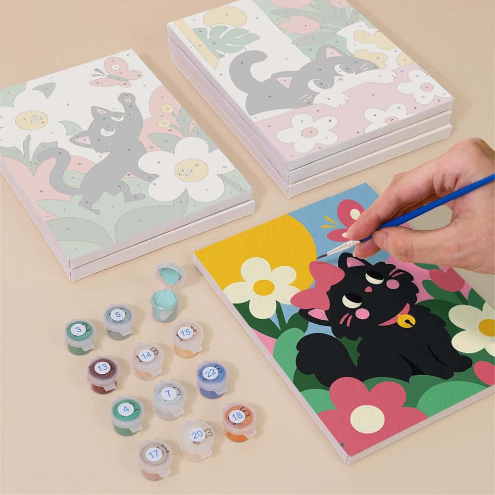 Black Cats in Bloom mini paint by numbers – image 4