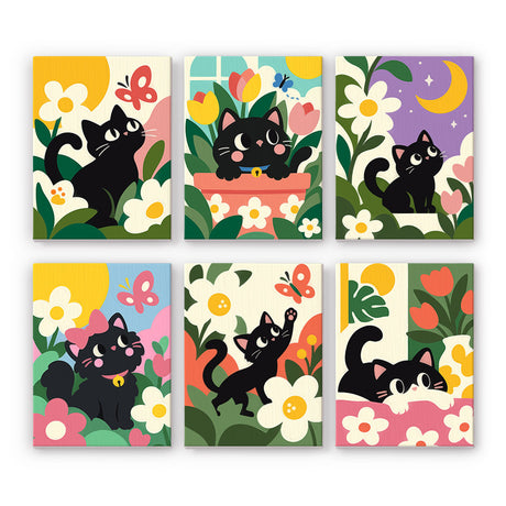 Black Cats in Bloom mini paint by numbers – image 7