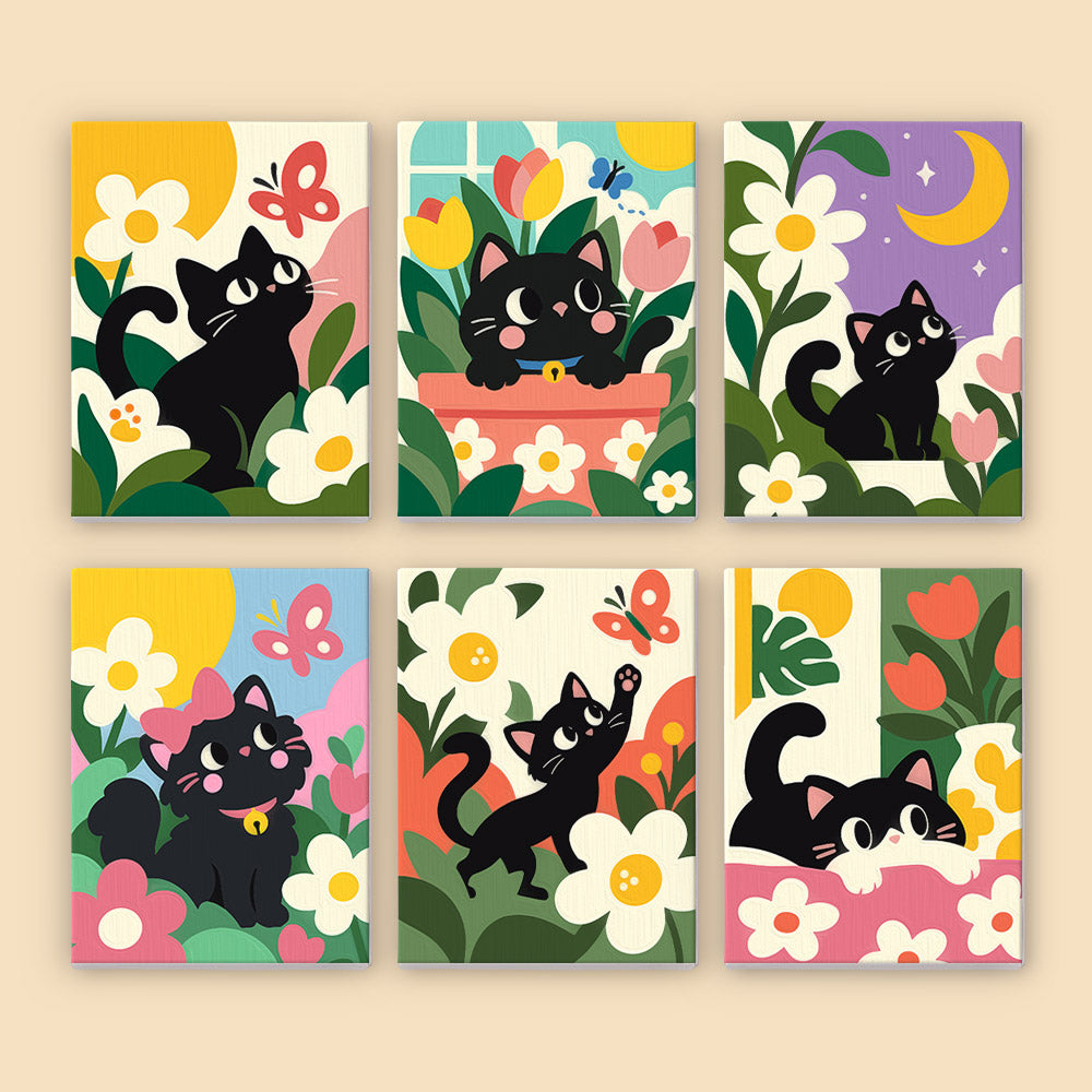 Black Cats in Bloom mini paint by numbers – image 8