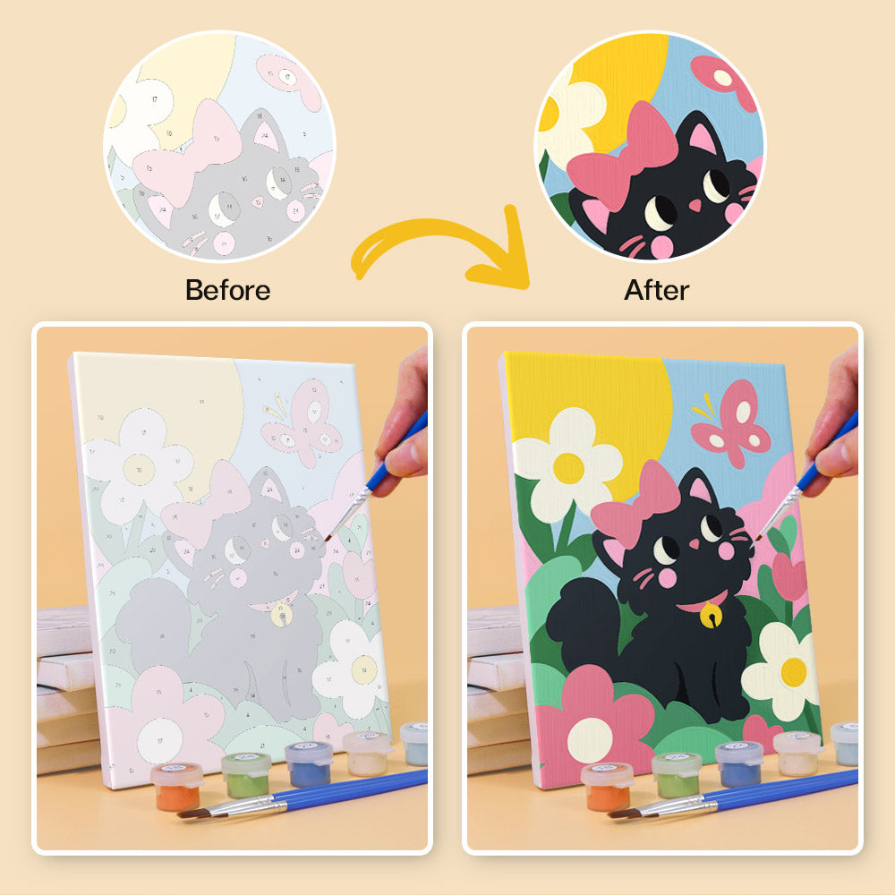 Black Cats in Bloom mini paint by numbers – image 10
