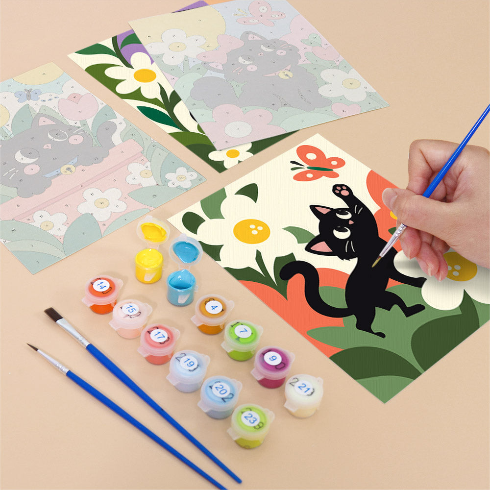 Black Cats in Bloom mini paint by numbers – image 12