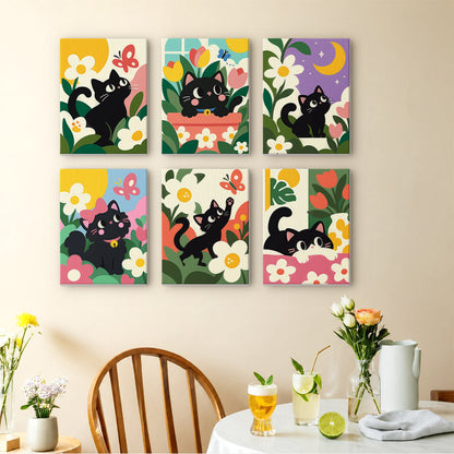 Black Cats in Bloom mini paint by numbers – image 14