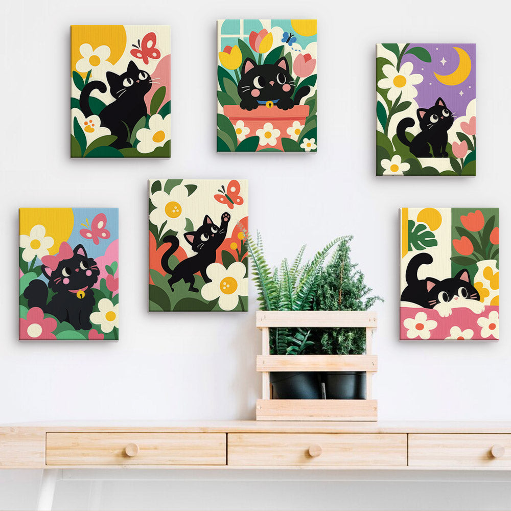 Black Cats in Bloom mini paint by numbers – image 15