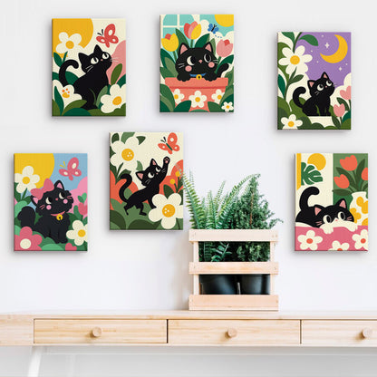 Black Cats in Bloom mini paint by numbers – image 15
