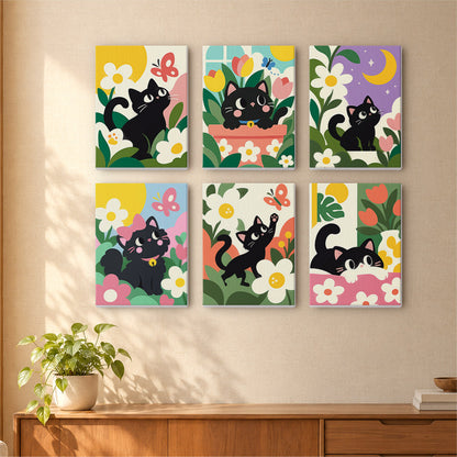 Black Cats in Bloom mini paint by numbers – image 16
