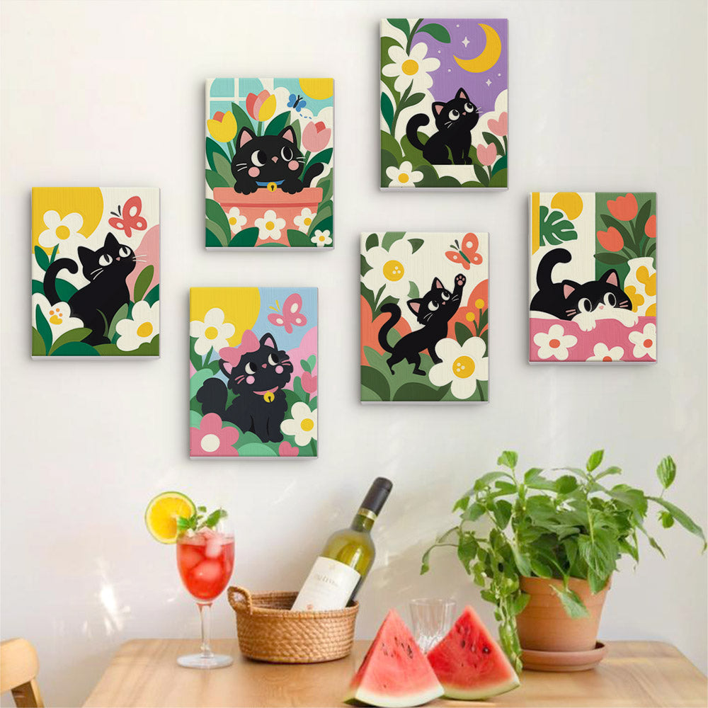 Black Cats in Bloom mini paint by numbers – image 17