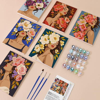 Lush Floral Beauty Portraits mini paint by numbers – image 1