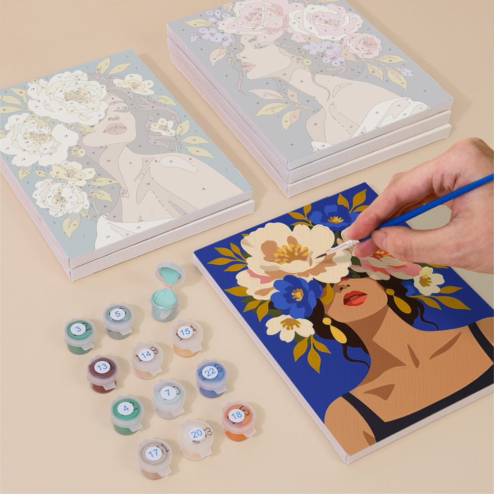 Lush Floral Beauty Portraits mini paint by numbers – image 4