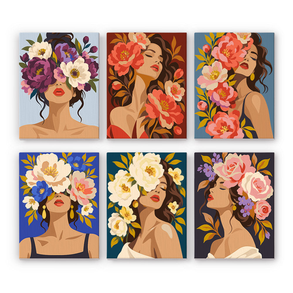 Lush Floral Beauty Portraits mini paint by numbers – image 7