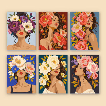 Lush Floral Beauty Portraits mini paint by numbers – image 8