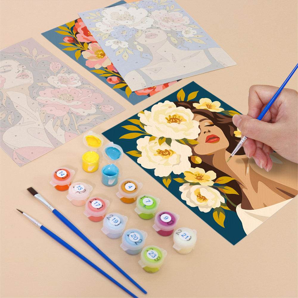 Lush Floral Beauty Portraits mini paint by numbers – image 12