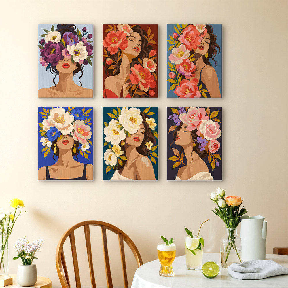Lush Floral Beauty Portraits mini paint by numbers – image 14