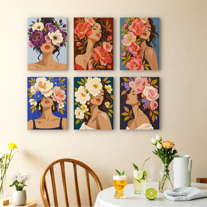 Lush Floral Beauty Portraits mini paint by numbers – image 14