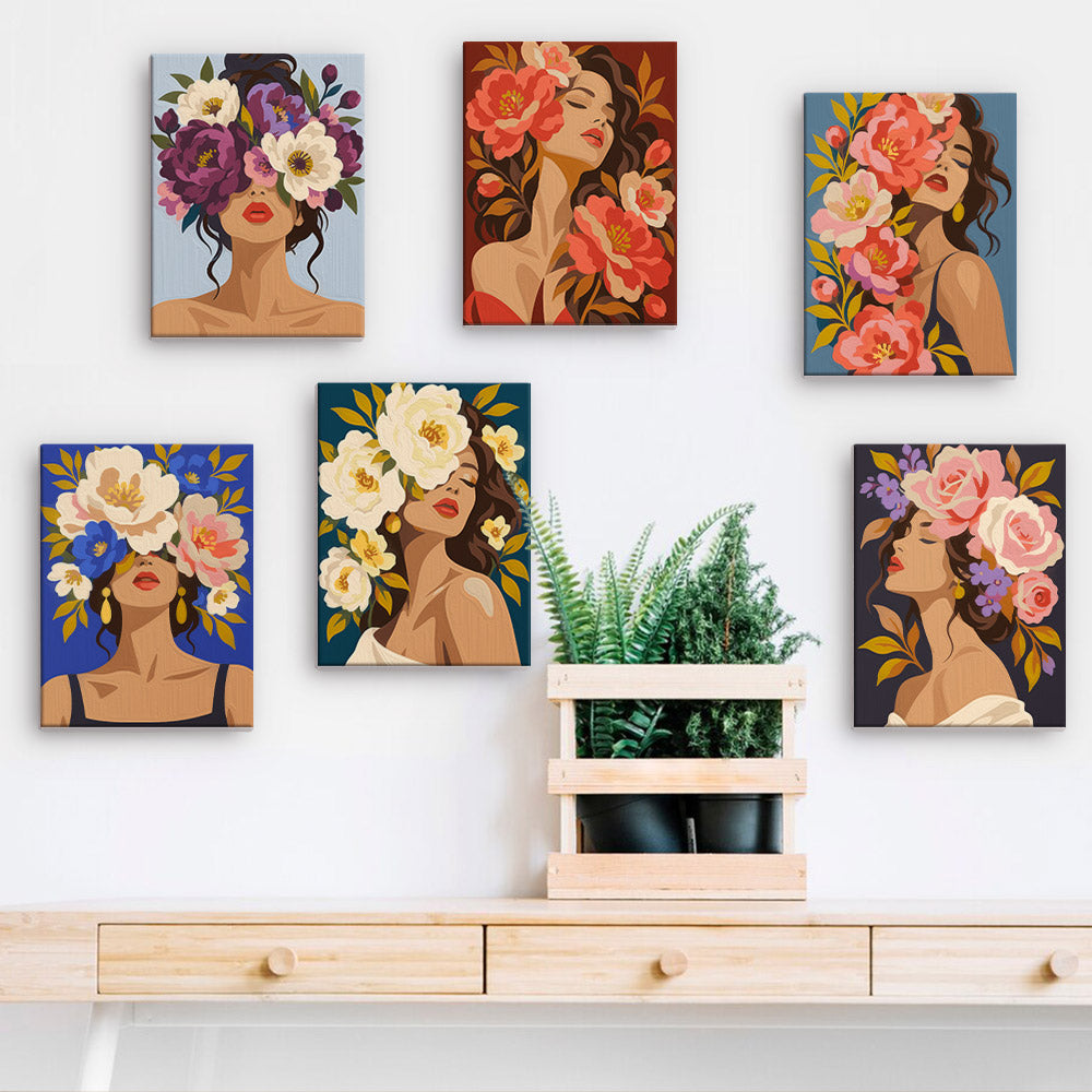 Lush Floral Beauty Portraits mini paint by numbers – image 15