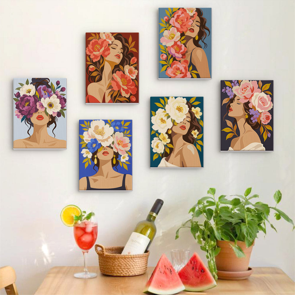 Lush Floral Beauty Portraits mini paint by numbers – image 17