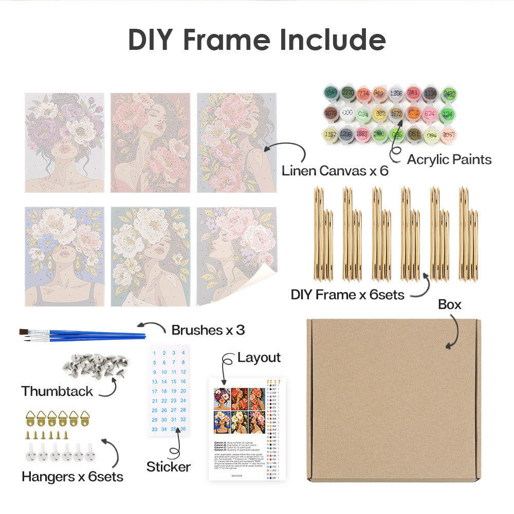 Lush Floral Beauty Portraits mini paint by numbers – image 18