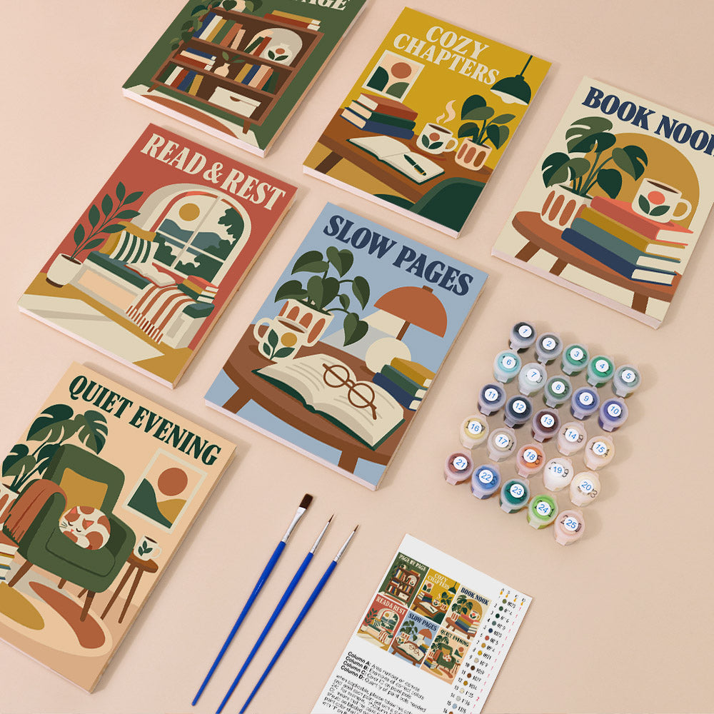 Cozy Reading Nook Posters mini paint by numbers – image 1
