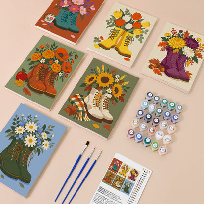 Flower Filled Boots mini paint by numbers – image 1
