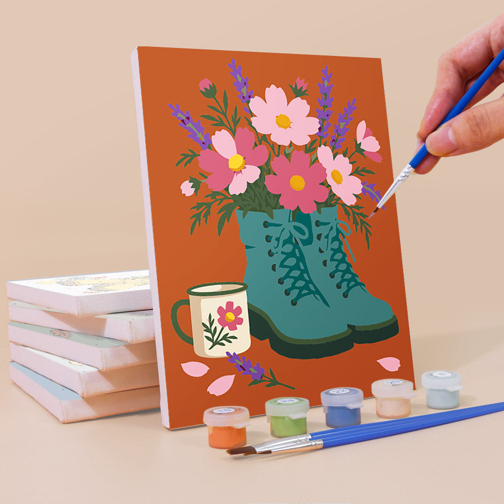Flower Filled Boots mini paint by numbers – image 3