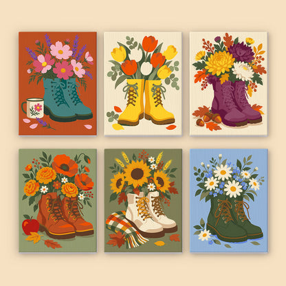 Flower Filled Boots mini paint by numbers – image 8