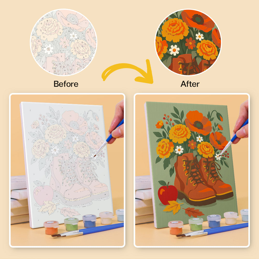 Flower Filled Boots mini paint by numbers – image 10