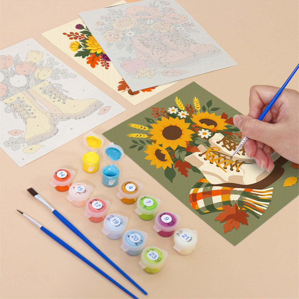 Flower Filled Boots mini paint by numbers – image 12